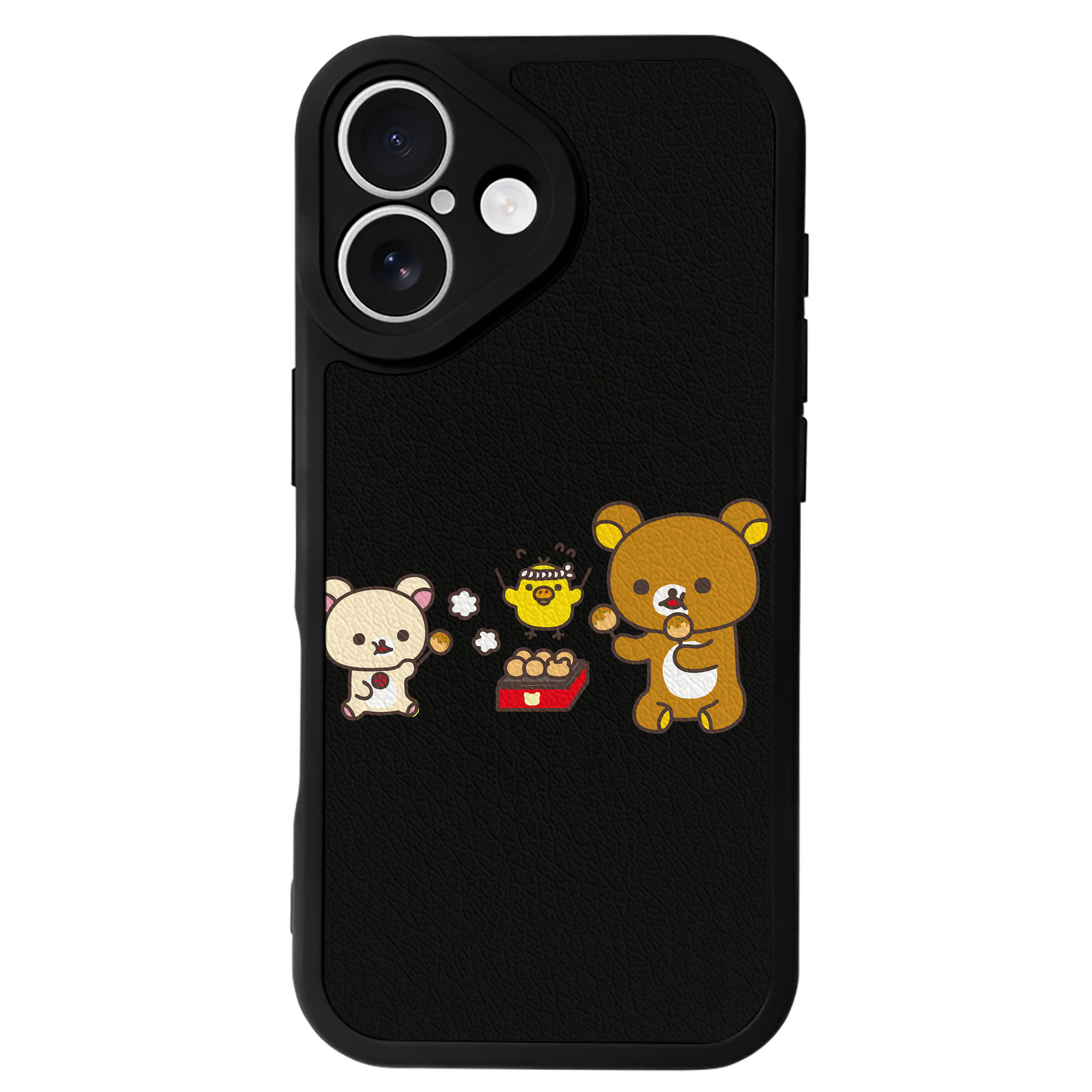 （画像用） リラックマ リラックマ キイロイトリ Rilakkuma Korilakkuma Kiiroitori 【iPhone 16シリーズ対応】シリコンスマホケース（レザー調） 材質：シリコン